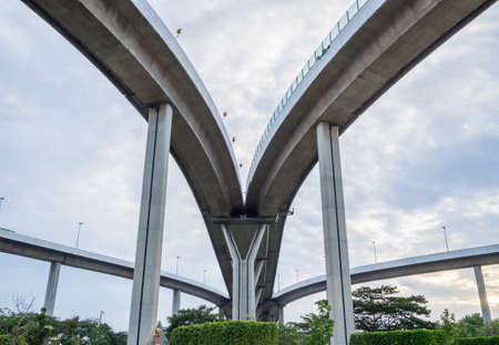 Cloudy Bhumibol Bridge (Bangkok,Thailand)の写真素材