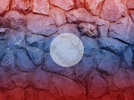 laos double exposure stone wall and aec asian flagの写真素材