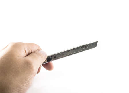 knife cutter with blade in hand  isolateの写真素材