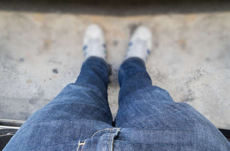 selective focus leg over ground