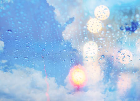 double exposure light bokeh and cloudscape selective focusの写真素材