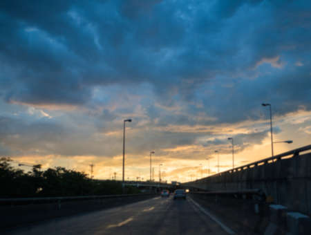road view  in twilight on blur backgroundの写真素材