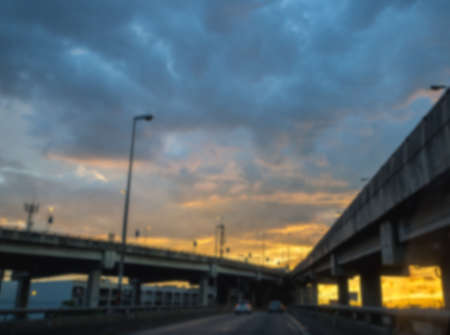 road view  in twilight on blur backgroundの写真素材