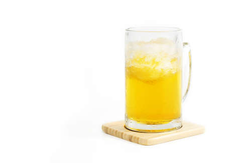beer in glass isolated white background