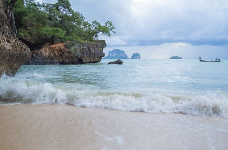 Thailand, Railay beach at Krabi on blue sky and cloudyの写真素材