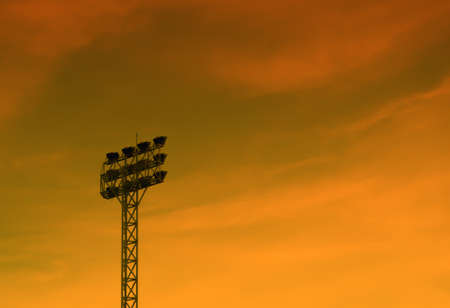 silhouette sportlight over skyの写真素材