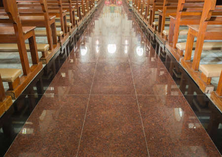walkway in church backgroundの写真素材
