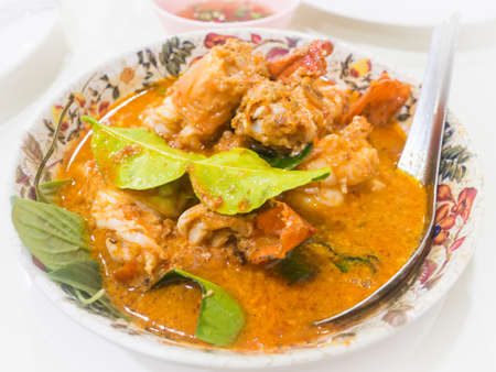 Curry fried shrimps, traditional Thai foodの写真素材