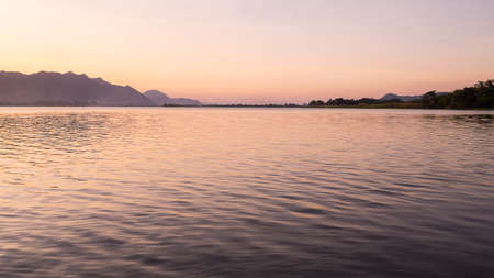 dramatic landscape sunset river in Thailandの写真素材