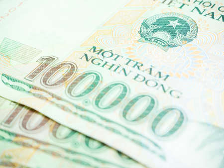 Selective Focus one hundred thousand banknote, money of Vietnamの写真素材