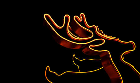 shape Reindeer from led light on black backgroundの写真素材