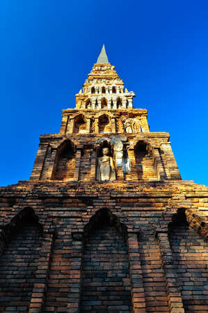 Old pagoda on blue skyの写真素材