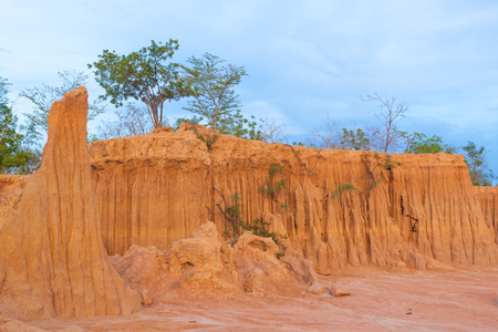 Erosion of ground shape look similar to wall or cliffの写真素材
