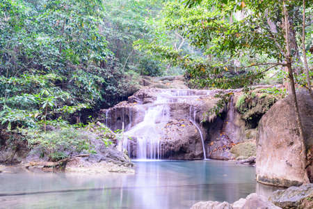 Waterfall in National Park at Thailandの写真素材