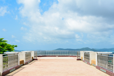 Balcony at mountain viewpoint with cloud and skyの写真素材
