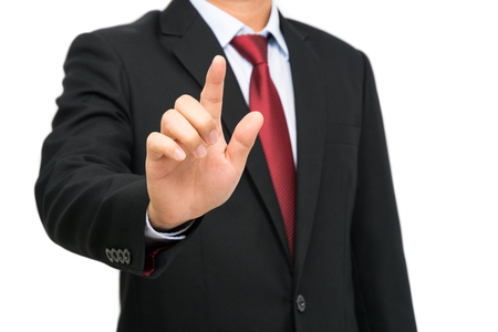 Businessman hand pointing upの写真素材