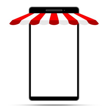 Smartphone vector is modern shop on mobile phone black designed with white screen.Shopping online app on phone.のイラスト素材