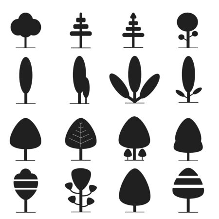 Flat tree icon set illustration on white background.Isolated vector tree simple design of forest.のイラスト素材