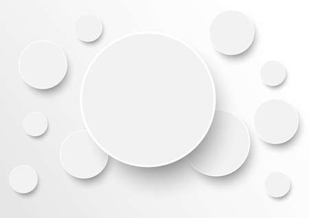 White frame paper cut circle card drop shadow background.Vecter business presentation online.のイラスト素材
