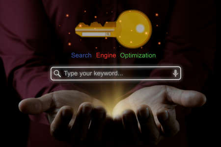 Search engine optimization low light photography concept idea for business advertisementの写真素材