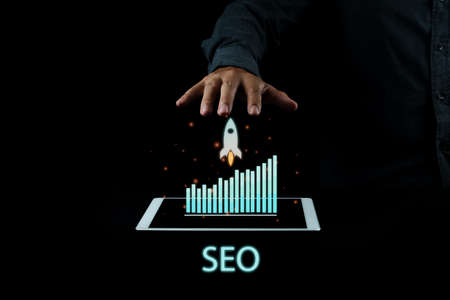 Digital marketing SEO photo concept idea with infographic