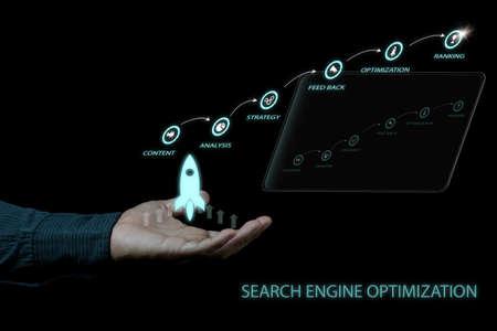 Digital marketing SEO photo concept idea with infographic