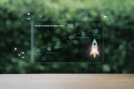 Digital marketing SEO photo concept idea with infographicの写真素材