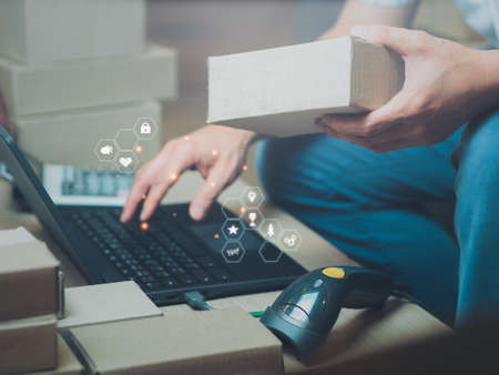 Business owner at home concept ideaの写真素材