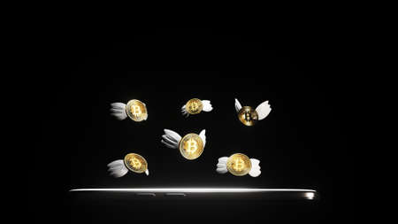 3D render crypto currency and bitcoin concept idea