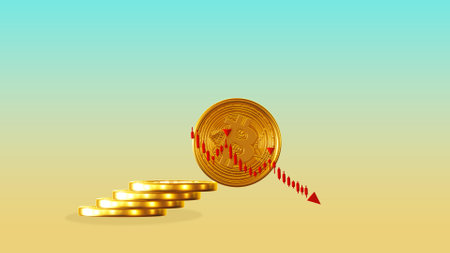 3D render crypto currency and bitcoin concept ideaの写真素材