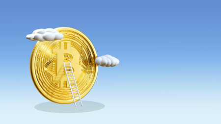 3D render crypto currency concept idea with clipping pathの写真素材