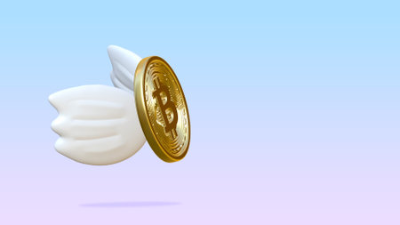 3D render crypto currency and bitcoin concept idea with clipping path