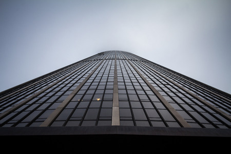 PARIS, FRANCE - DECEMBER 19, 2017: Montparnasse Tower (Montparnasse Tower) taken from below during a...
