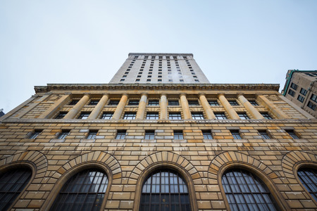 Main building of the Royal Bank Tower in Montreal, Quebec, Canada. The Royal Bank Tower is a high rise of the 1920's and a major symbol of the old Montrealのeditorial素材