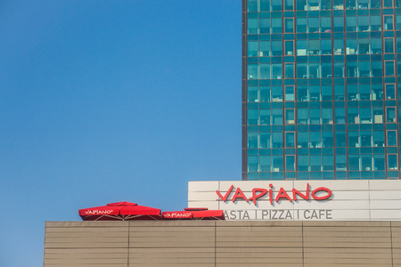BELGRADE, SERBIA - AUGUST 13, 2018: Vapiano logo on their main restaurant for Serbia. Vapiano is a German franchise of Italian restaurants

Picture of the Vapiano sign on their restaurant in Belgrade. Vapiano is a European restaurant franchise company heaのeditorial素材
