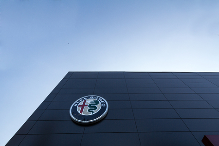 BELGRADE, SERBIA - SEPTEMBER 10, 2018: Alfa Romeo logo on their main dealership store Belgrade. Alfa Romeo is an Italian car and automotive manufacturer, part of Fiat Chrysler group

Picture of the Alfa Romeo sign with their logo on their car dealership iのeditorial素材