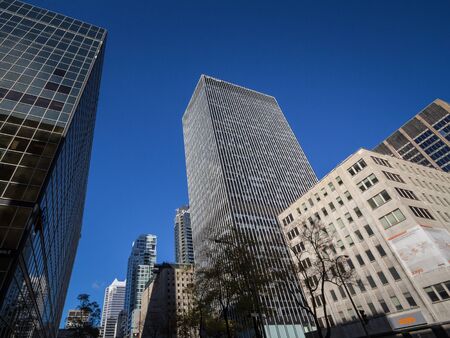 MONTREAL, CANADA - NOVEMBER 4, 2018: Business skyscrapers in the dowtown of Montreal, Canada, taken...