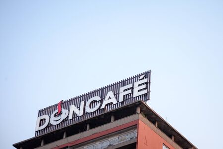 BELGRADE, SERBIA - AUGUST 21, 2018: Doncafe logo in front of their main office in Belgrade. belonging to Strauss Elite group, it's one of the main coffee producers in Balkans

Picture of a sign with the doncafe logo in front of their headquarters for Belgのeditorial素材