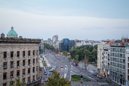 BELGRADE, SERBIA - AUGUST 2, 2015: Belgrade at sunset seen from the beginning of King Alexander...