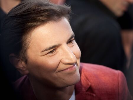 BELGRADE, SERBIA - SEPTEMBER 15, 2019:  Prime Minister Ana Brnabic smiling in the 2019 edition of Belgrade Gay Pride. She's the 1st lesbian prime minister in Balkans

Portrait of Ana Brnanic, head of the Serbian government. She became PM on the 29 June 20のeditorial素材