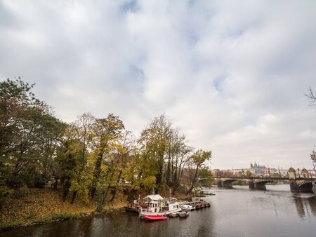 Panorama of the Old Town of Prague, Czech Republic, with focus Prague Castle (Prazsky hrad) seen...