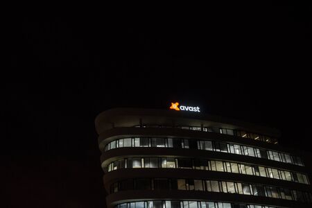 PRAGUE, CZECHIA - NOVEMBER 5, 2019: Avast logo in front of their main office for Prague. Avast is a software developer specialized in IT safety and security known of antivirus and anti spam solutions.

Picture of a sign with the logo of Avast in front of のeditorial素材