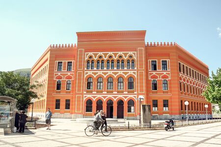 MOSTAR, BOSNIA AND HERZEGOVINA - JUNE 3, 2009: Mostar Gymnasium High School, also called Gimnazija,...
