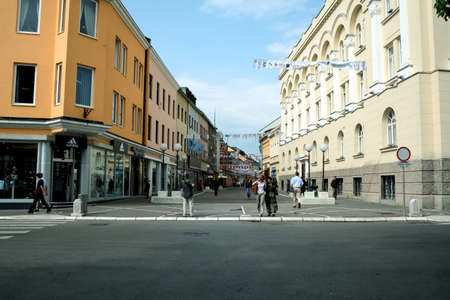 BANJA LUKA, BOSNIA - JUNE 4, 2008: Veselina Maslese street, surrounded by shops and pedestrians...