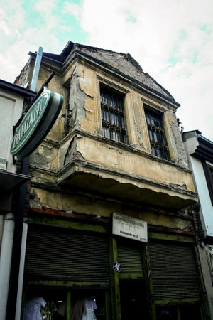 SKOPJE, MACEDONIA - SEPTEMBER 19, 2009: Abandoned decaying storefront of a shop in the Skopje bazaar, also called stara carsija, a major market and landmark of the Macedonian capital.のeditorial素材