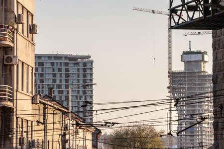 BELGARDE, SERBIA - OCTOBER 10, 2020: Close up of the construction of Belgrade waterfront, or Beograd na vodi, from savamala district. It is a controversed luxury real estate project.のeditorial素材
