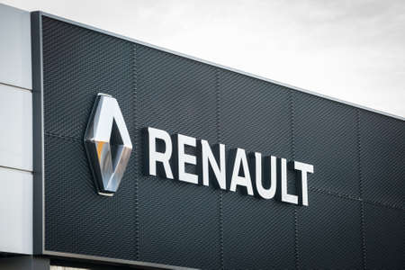 BELGRADE, SERBIA - JANUARY 2, 2021: Renault on their main dealership store Belgrade. Renault is a French car and automotive manufacturer, one of the biggest in Europe.のeditorial素材