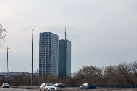 BELGRADE, SERBIA - MARCH 20, 2021: Usce towers, Usce 1 and 2in New Belgrade (Novi Beograd). These...