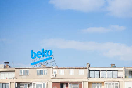 BELGRADE, SERBIA - MAY 3, 2021: Beko logo on their main office for Serbia. Beko is a Turkish domestic appliance and consumer electronics.のeditorial素材