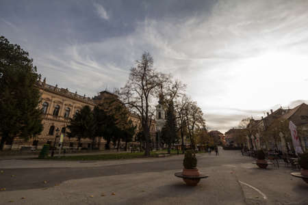 SREMSKI KARLOVCI, SERBIA - NOVEMBER 19, 2019: trg Branka Radicevica, main square of sremski karlovci...